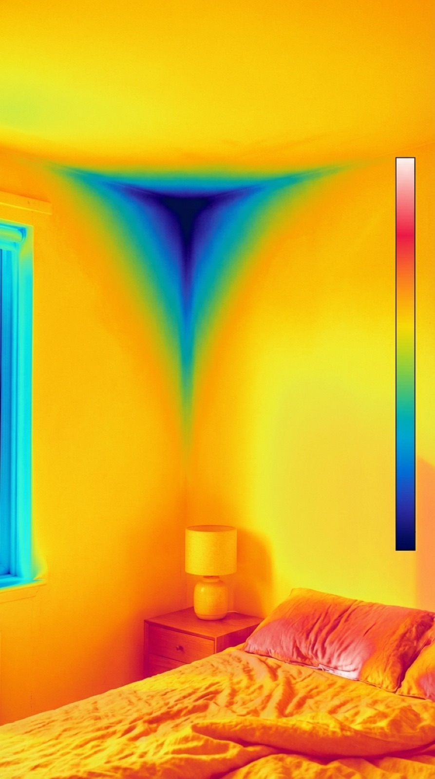 Imagen termográfica mostrando el puente térmico en la arista de la esquina